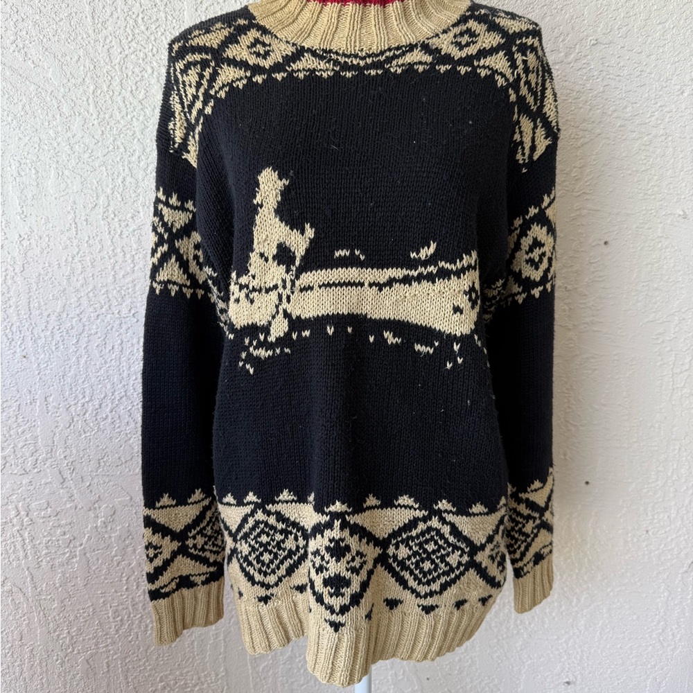 Polo Ralph Lauren vintage canoe row boat geometric graphic sweater size Medium